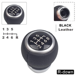 6 Speed Gear Knob Gear Stick Head for Subaru Impreza WRX STI 2009-2018 (Leath-Bla-Down-R6)