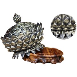 Lotus Shaped Incense Burner Alloy Incense Burner Incense Burner Handmade Incense Burner Buddha Lotus Incense Burner Aromatherapy Holder Incense Burner 9.8 x 9.7 cm
