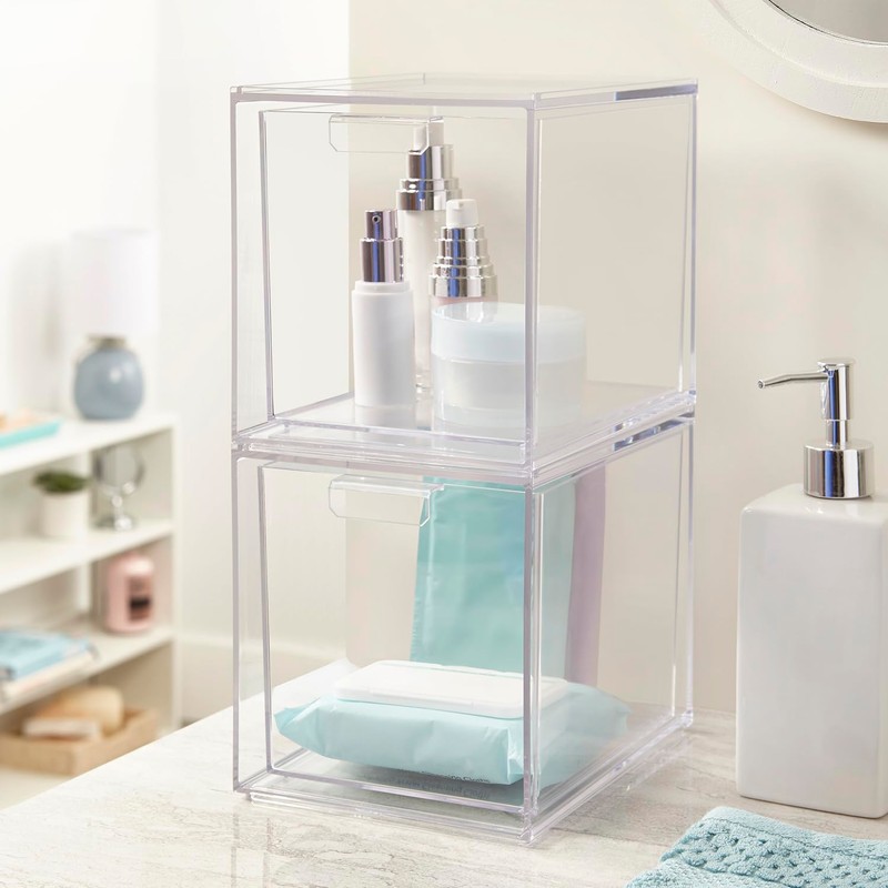 STORi Audrey Stackable Bin Clear Plastic Organizer Drawers | 2