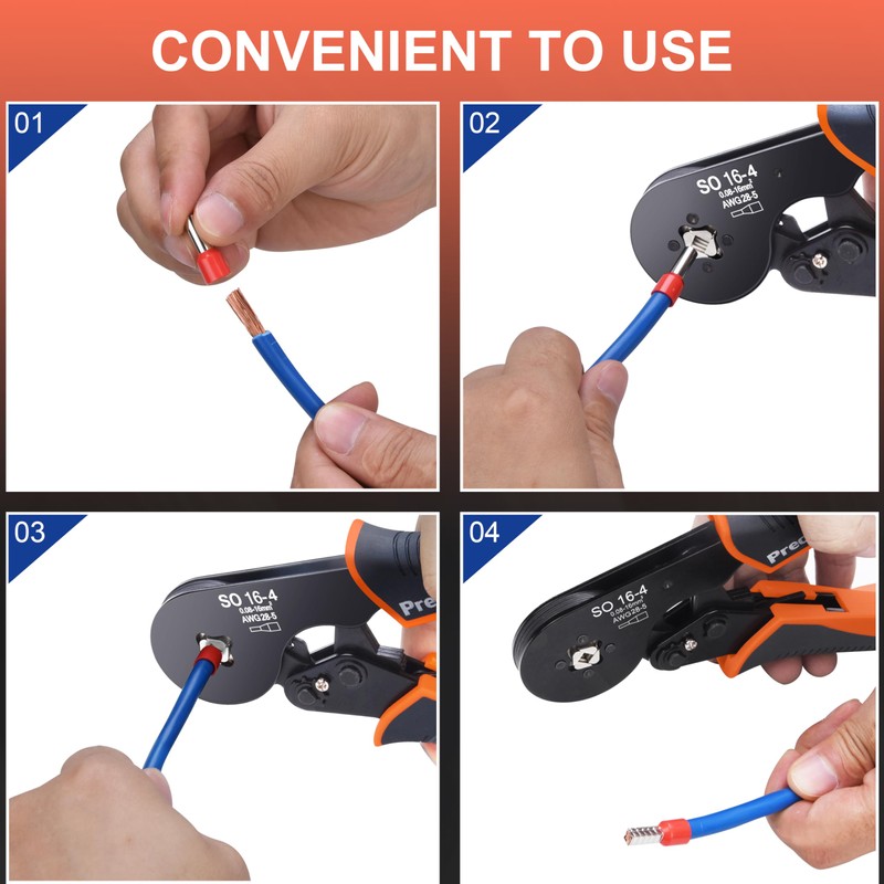 Preciva Ferrule Crimping Tool Kit, Square Crimping Tools, Ratchet Jaw