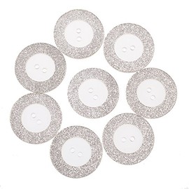 Mibo 6pcs Polyester Button - 2 Hole - Concaved Center - 44L(28mm) -Transparent with Silver Glitter Rim