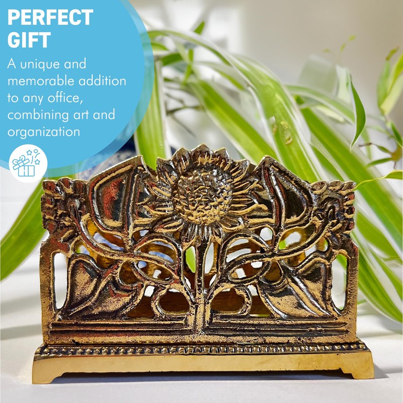 Thorness Art Nouveau Style Polished Brass Sunflower Letter Rack –