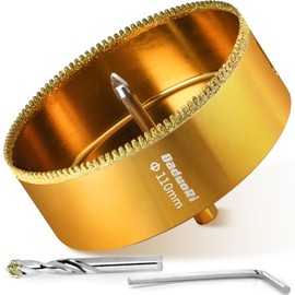DaduoRi 4 1/4" Serrated Diamond Hole Saw with 2Pcs Removable Pilot Bits, Easy-Align for Precise Drilling in Porcelain, Ceramic, Granite, and Marble (4.25" Tile Drill Bit)