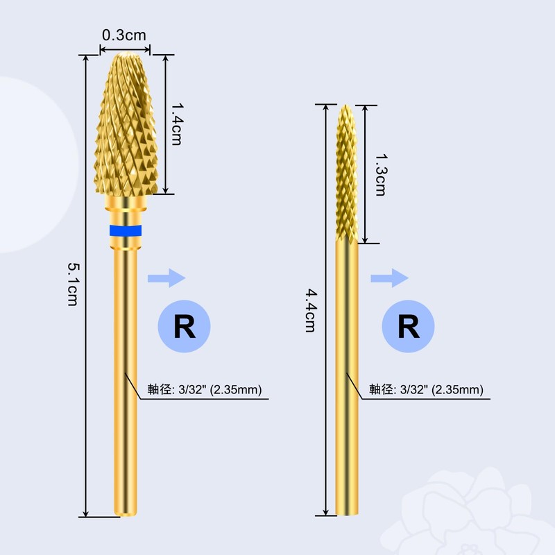 CGBE Nail Bit 2pcs Nail Drill Bit 0.09 inch (2.35