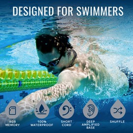 Tayogo Waterproof Mp3 Player for Swimming, IPX8 8GB Swimming Headset, Silicone Coated Waterproof Music Player, 20H Playing time, Underwater Mp3 Player Perfect for Swimming