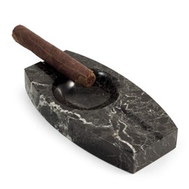 Handcrafted Genuine Marble Cigar Ashtray with Two Cigar Rests, Weather Proof, Heavy Weight, Ideal For Outdoors and Patio Cigar Ashtray, Perfect Gift For Cigar Smoker and Cigar Lover, Easy to Clean and Maintain (Black)
