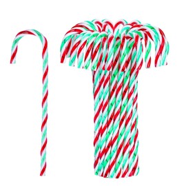 Jmkcoz 30 Pcs Christmas Candy Cane Ornament Plastic Christmas Tree Hanging Decoration for Xmas Gift Home Party Favor (Red White and Green)