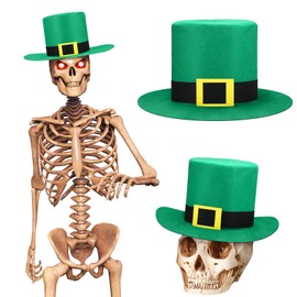 Geyoga 12 ft Skeleton Accessories St Patrick's Day 12 Foot Skeleton Leprechaun Hat Green Outdoor Giant Skelly Clothing for Garden Lawn Decor