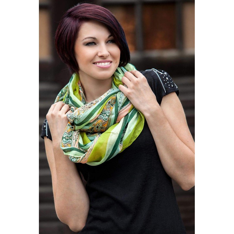 styleBREAKER loop tube scarf with stripes and paisley pattern 01018004,