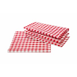 Set of 4 place mats in red and white chequered, size 33 x 45 cm, elegant place mats made from 100% cotton in country house style