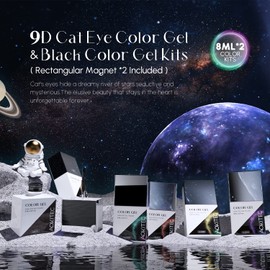 Aokitec 2 Colors Cat Eye Gel Nail Polish,9D Nail Gel Polish Magnetic Nail Polish Nail Varnish UV LED Gel Nail Polish for Salon Home DIY Nails Art