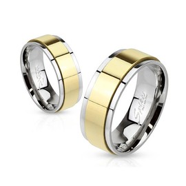 Autiga Men's Women's Stainless Steel Ring Spinner Spinning Black Gold Blue IP, Stainless Steel