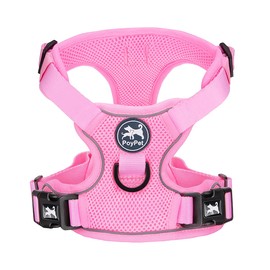 PoyPet Reflective Soft Breathable Mesh Dog Harness No Choke Double Padded Vest Adjustable(Light Pink,S)