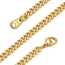 GOLDCHIC JEWELRY 3mm Gold Curb Chain Necklace For Pendant, Cuban Link For Women, 22 inches