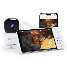 5"1080P HD 5000mAh Battery WiFi Video Baby Monitor with Camera and Audio, App & Monitor Control Smart Baby Camera Monitor, White Noise lPS Screen Motion Tracking VOX Night Vision Temperature Sensor