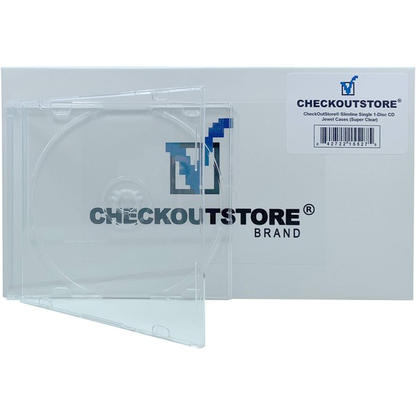 CheckOutStore (100) Slimline Single 1-Disc CD Jewel Cases (Super Clear)