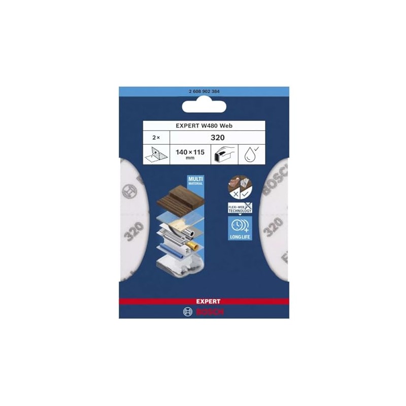 Bosch 2 x Expert W480 Web 1/4 Hand Sanding Sheets
