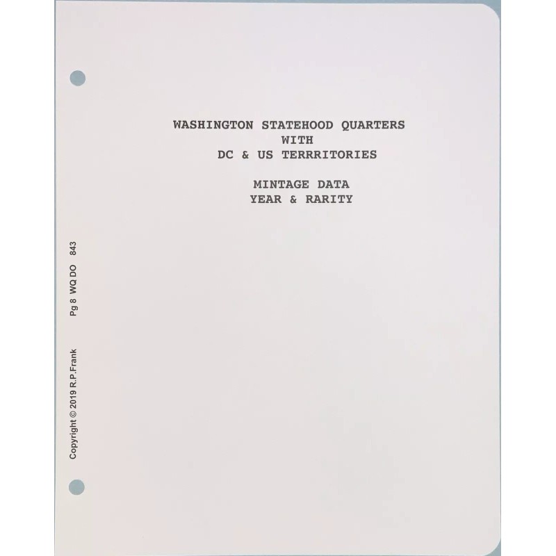 Coin Data Inserts Statehood Quarter P&D 1999-2008 *CDI Insert/Data Pgs*