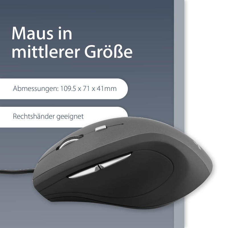 MediaRange kabelgebundene 5-Tasten Maus mit optischem Sensor, schwarz/grau