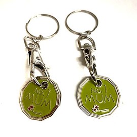 UK Phoenix Trolley Token New £1 Coin Shape 12 Sided Shopping Cart Key Ring Release Shop Locker Keychain (2 x No.1 Mum)