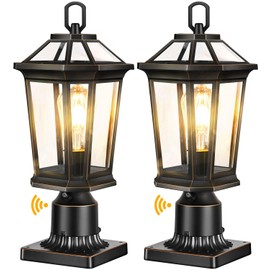 VIANIS Outdoor Post Lights Hardwired 120V, Dusk to Dawn Lamp Posts Outdoor Lighting, Waterproof Lamp Post Light Fixture with Pier Mount Base, Anti-Rust Outdoor Post Lantern for Patio Porch, 2Packs
