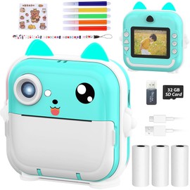 MOCOFLY Camara Instanea, Cámara Instantánea para Niños Digital de 24 MP 1080P, Camara Fotografica Niños con Tarjeta SD de 32 GB y 3 Rollos de Papel de Impresora, Regalo Camara de Fotos Niñas Infantil