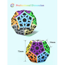 ROXENDA Dodecahedron Cube, Pentagon Speed Cube - Easy Turning & Smooth Play (Carbon Fiber)