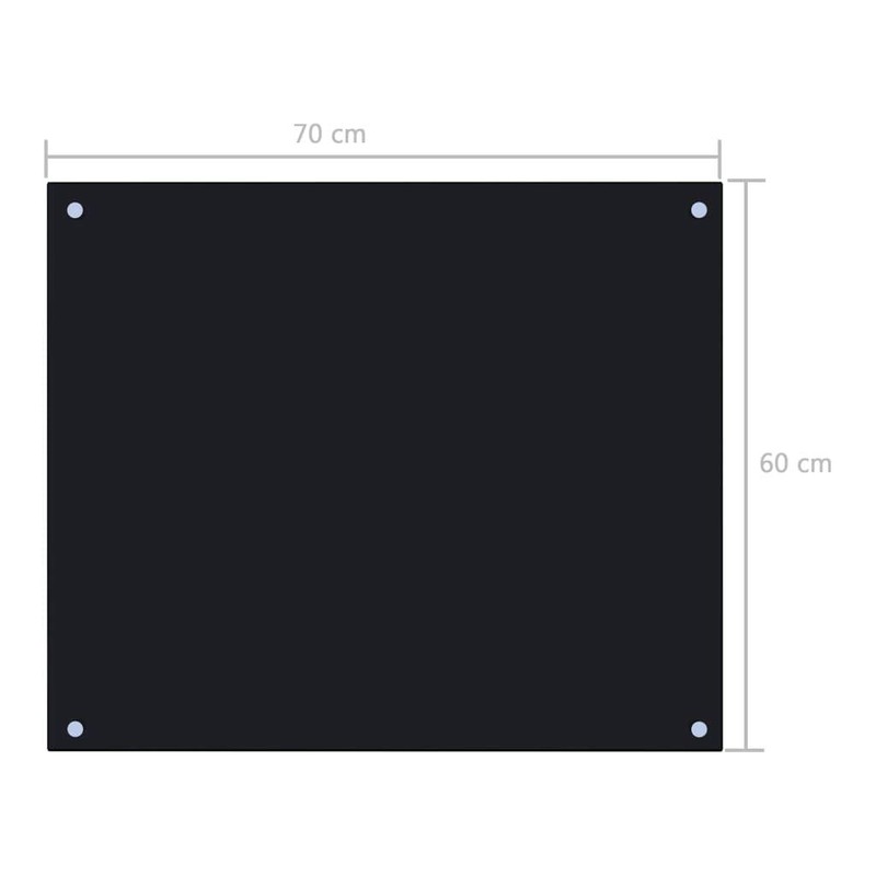 vidaXL Black Kitchen Backsplash Tempered Glass 27.6"x23.6" - Scratch Resistant