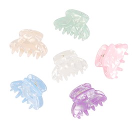 6 Pcs Small Hair Clips for Girls and Women, 1.1" Mini Cute Claw Clips Stamps for Fine Thin Hair and Bangs, Ideal Hair Accessories Gift