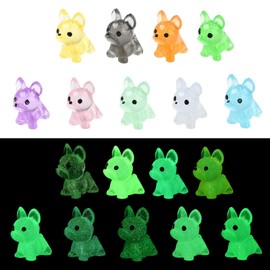 KitBeads 90Pcs 9 Colors Luminous Resin Dog Figure Glow in The Dark Figures Miniature Mini Puppy Animals for Home Fairy Garden Moss Landscape Decoration