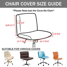 HAOYONG Criss Cross Chair Cover, Stretch Armless Chair Slipcover Mid Back Wide Seat Modern Office Desk Knitted Jacquard Chair Covers Office Chair Covers (Beige)