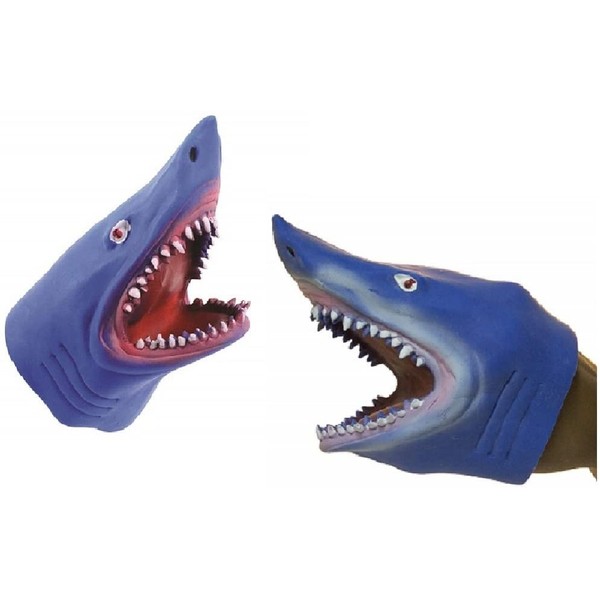 Novelty Treasures Blue Stretchy Soft Shark Hand Puppet (2 Pack)