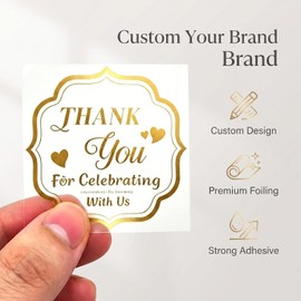 Pegatinas transparentes a medida, pegatinas metalizadas personalizadas para logotipos, pegatinas impermeables para botellas de cristal, tarros, sobres y cajas de embalaje