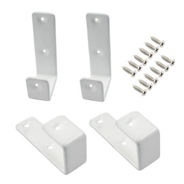 BokWin 4 Pcs Bunk Bed Ladder Brackets 25mm/1 Inch Metal PVC Coated Utility Hooks Bed Ladder Hooks Hardware with Screws for Library Loft Bed Stairs(White)