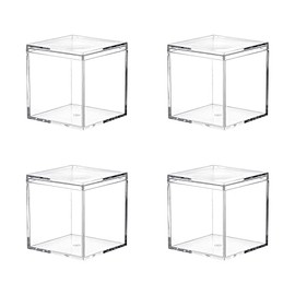 Clear Acrylic Plastic Square Cube, Dayaanee 4 Pack Small Plastic square cube containers with Lid Storage Box 2.2x2.2x2.2Inch/55X55X55mm for Candy Pill and Tiny Jewelry