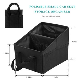 BWBWND Car Seat Organizer, Collapsible Passenger Seat Organizer with Detachable Divider & Handle, Multiple-Pocket Car Storage Organization for Console Floor Front or Back Seats (Black)