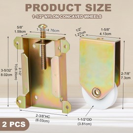 Therwen 2 Pcs 2-1/2 Inch Sliding Mirror Closet Door Roller Wheels Replacement Assembly 1-1/2 Inch Nylon Concaved Ball Bearing Wheels, Sliding Glass Screen Door Hardware Fits