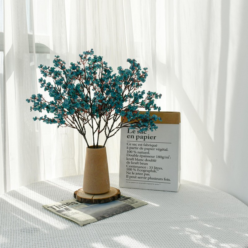 ONLY ART 6 Bundles Teal Flowers Silk Babys Breath Artificial