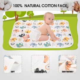 Baby Diaper Changing Pad, 21 5/8" x 31.5" Waterproof Changing Pad Liners - Reusable Soft and Absorbent Portable Changing Mat(Elephant1PCS)