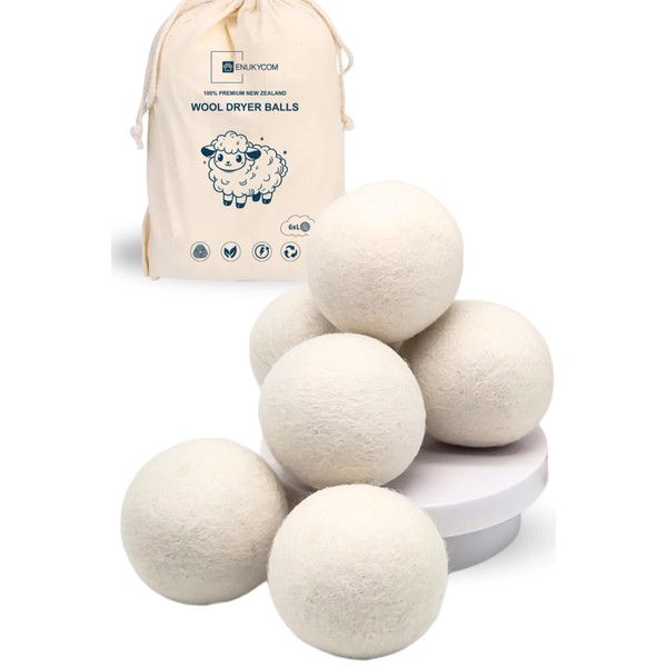 Dryer Ball Kit: 6 XL Wool Dryer Balls & Magnetic