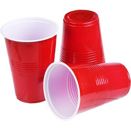 AMD Nexus 50 X 16oz Red Party Reusable Cups - Glasses for Christmas, Garden Party, Weddings, Picnics - Plastic Cups Reusable and Recyclable