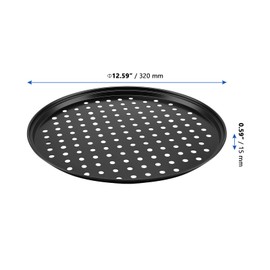 MANCHAP 6 Pack 12.5 Inch Black Pizza Pan with Holes, 32cm Perforated Carbon Steel Pizza Baking Pan, Round Nonstick Pizza Tray for Baking, Kitchen