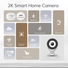 4MP Indoor Smart Home Security Camera, Baby/Pet Camera Monitor, Type-C Retractable Cable, Easy to Move, Bluetooth Quick Link, 2 Way Audio, Motion Detection, Compatible with Alexa & Google Home (2)