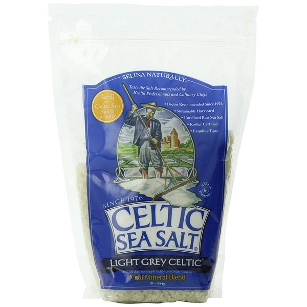 Light Grey Celtic Sea Salt Resealable Bags – Additive-Free, Delicious Sea Salt, Perfect for Cooking, Baking and More - Gluten-Free, Non-GMO Verified, Kosher and Paleo-Friendly, 1 Pound Bag (6 Count)