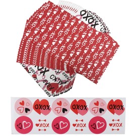 Haobell Valentines Bags - 24Pcs Valentines Goodie Bags, 24 Pcs Valentines Stickers, Valentines Treat Bags for Classroom Parties, Valentines, Kids, Coworkers
