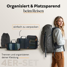 Packing Cubes with Compression for Suitcase and Backpack incl. Pack Bag, red