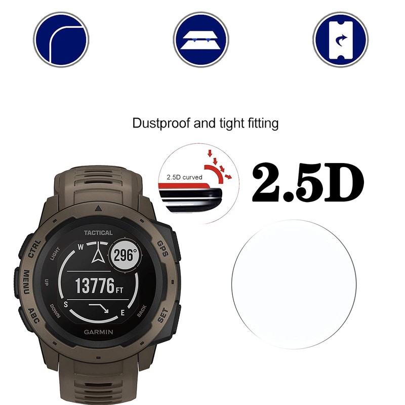 KELOLIN Tempered Glass Screen Protector For Garmin Instinct Tactical -