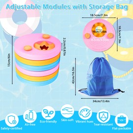 Swimming Discs for Children, 6 Pieces, Swimming Float Discs with Storage Bag, Arm Swimming Plate, EVA Round Dolphin Swimming Discs, Suitable for Girls Boys Aged 3-6 Years to Learn to Swim