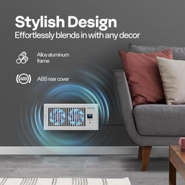 VIVOHOME 4"x10" Opening Smart Vent Register Booster Fan with Intelligent Thermostat & 10-Speed Remote Control - 11.4" x 5.5‘’ Vent Cover for Room, Floor, Wall - White