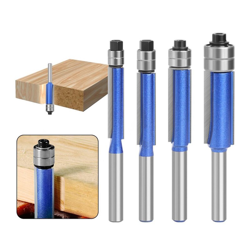 YUENTOEN 4 Pieces Flush Trim Router Bits Set, 1/4 Inch